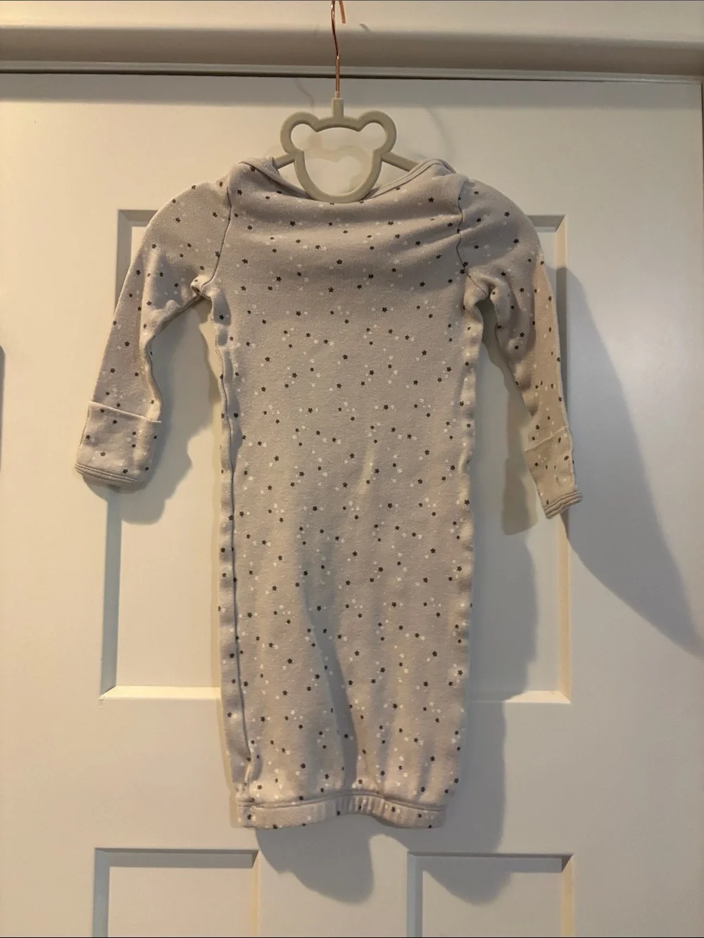 First Impressions Baby Convertible Gown - Light Gray Star Print Pajamas 0-3 Mo
